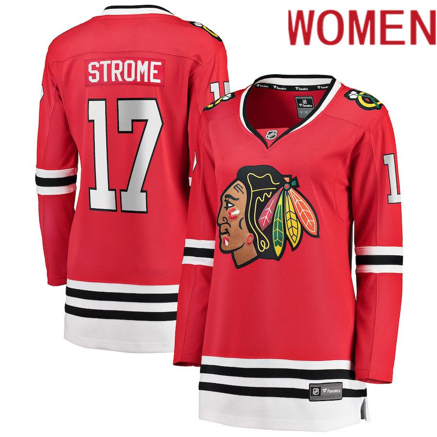 Women Chicago Blackhawks #17 Dylan Strome Fanatics Branded Red Home Breakaway Player NHL Jersey